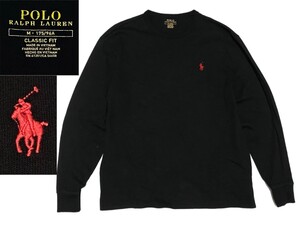 ポロラルフローレン POLO RALPH LAUREN 長袖 Tシャツ ロンT スウェット 黒 ブラック ポニー刺繍 M