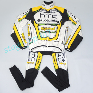 MOA（モア）／2010 HTC/Highroad Team Columbia レプリカ裏起毛サイクルウェア上下セット-長袖ジャージ＆ロングビブタイツ/size4- ／管VHD