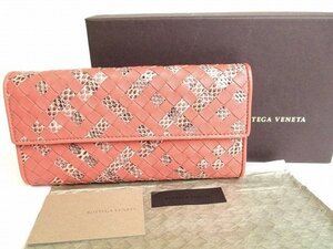 【未使用保管品】 ボッテガヴェネタ BOTTEGA VENETA イントレチャート ナッパレザー パイソン 2つ折り 長財布