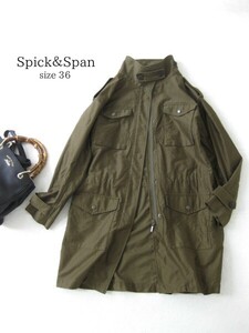 ☆スピック＆スパン☆コート☆ミリタリー☆36(7号)☆コットン☆オリーブ☆ロングジャケット☆khaki☆spick&span