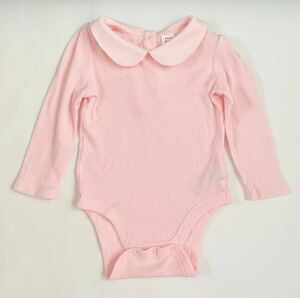 babyGAP 12-18months 80CM 0歳1歳女の子 長袖リブ素材ロンパース 襟付きボディースーツ ワンピースアンダーシャツ ピンク色インナー肌着