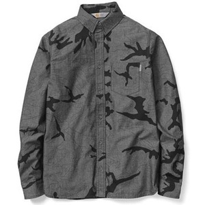 Carhartt WIP L/S Bowie Shirt Sサイズ 長袖 ボウイ シャツ シャンブレー 青迷彩 Blue Camo/Navy Rinsed カーハート ワークインプログレス