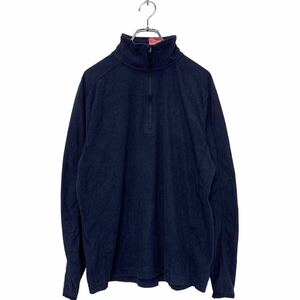 Champion ハーフジップ フリースジャケット M ネイビー チャンピオン 無地 ロゴ 古着卸 アメリカ仕入 a602-5353