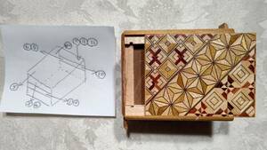 箱根寄木細工 12回秘密箱（7.8×6×4.5㎝）開け方付き