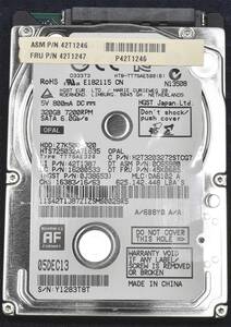 HGST HTS725032A7E635 [320GB 2.5インチ 7mm SATA HDD 2013年製 使用時間 48030H (Cristal DiscInfo 正常) (管:KH558