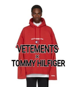 VETEMENTS×TOMMY HILFIGER☆Double Sleeve Hoodie XSサイズ Red レッド 赤 フーディー パーカー ヴェトモン トミーヒルフィガー