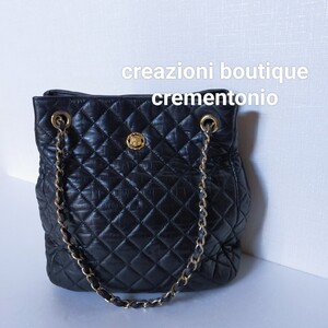 ○◆creazioni boutique crementonio　チェーンバッグ　革　ショルダー　ブラック　クレアツィオーニ　MILANO ITALY