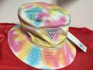 ◆ ゲス GUESS Cttn Twill Tie-Dyeing Bucket Hat ハット　グリーンレインボー　58㎝未使用品