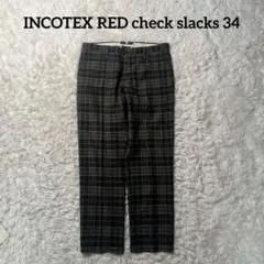 INCOTEX red wo/lin/ny check slacks 34