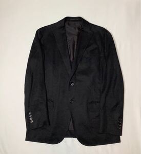 UNITED ARROWS ユナイテッドアローズ // 麻100% 背抜き 長袖 メッシュ生地 シングル テーラード ジャケット 薄手 (黒) サイズ 48