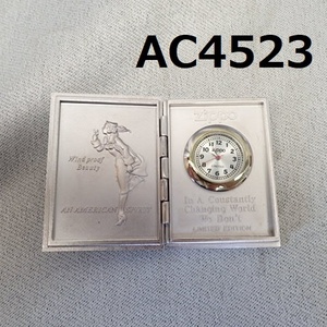 ■AC-4523◆コレクター放出品　ブック型ミニクロック&ライター2000　ZIPPO ジッポ―　未使用保管　