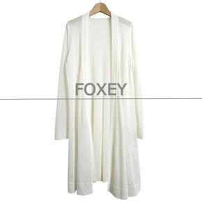 極美品 FOXEY BOUTIQUE フォクシーブティック 23SS OTAVIA リネン×ナイロン ニット ロングカーディガン オフホワイト