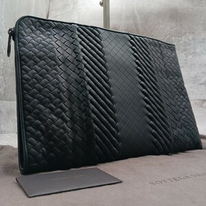 BOTTEGA VENETA ボッテガヴェネタ インペラトーレ イントレチャート クラッチバッグ セカンドバッグ 編込 希少モデル A4可能 ブラック 黒