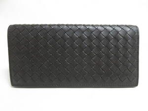 11753◆【SALE】BOTTEGA VENETA ボッテガヴェネタ イントレチャート ロングウォレット 長財布 ブラウン MADE IN ITALY 中古 USED