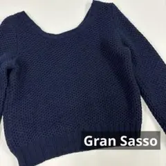 Gran Sasso ニット　ネイビー　40 ざっくり編み　ショート丈