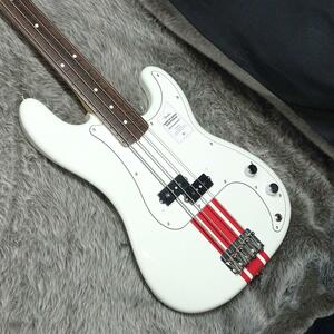 Fender 2023 Collection Made in Japan Traditional 60s Precision Bass RW Olympic White with Red Competition Stripe