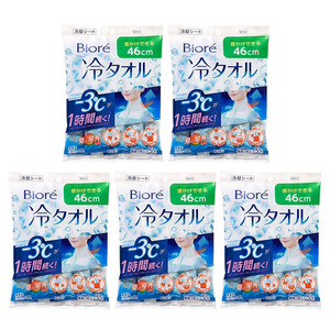 （まとめ買い）花王 ビオレ 冷タオル 無香性 5枚入 〔×5〕