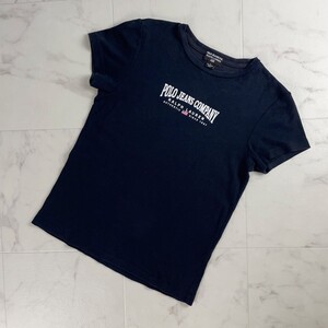 POLO JEANS COMPANY ポロ ジーンズ カンパニー ブランドロゴプリントTシャツ 半袖カットソー トップス レディース ブラック サイズL*TC1079