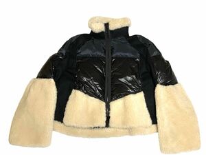 未使用 sacai / サカイ | 2023AW | Faux Shearling Padded 1 ブラック レディース ムートン リム パファージャケット　ダウンジャケット　