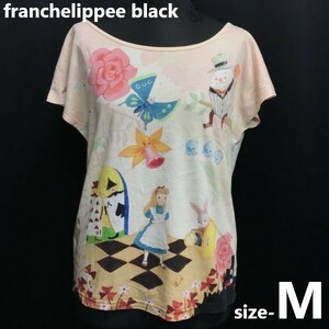 日本製★フランシュリッペブラック/franchelippee black★不思議の国のアリス/プリント/半袖Tシャツ【レディースM/ライトピンク】◆sBH897