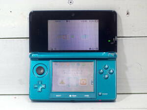 M11605 NINTENDO 3DS アクアブルー 初期化済 ゲーム読み込みOK!!プレイOK!! 東芝SDカード2GB付属 ぺんなし 任天堂 ゆうパック60サイズ 0611