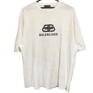 【中古】 BALENCIAGA バレンシアガ BBロゴ オーバーサイズ Tシャツ 570803 Sサイズ ホワイト 半袖 メンズ 24027655DS