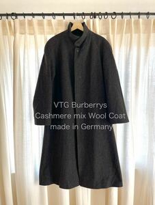 美品 バーバリーBurberryカシミアvintageバルマカーン コート48ロングLヘリンボーンXLトレンチBurberrysメンズ2 枚袖 1 ステンカラー