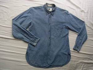 ENGINEERED GARMENTS　エンジニアドガーメンツ　 インディゴシャンブレー　ボタンダウンシャツ　サイズ XS 　MADE IN USA　ダメージ有り