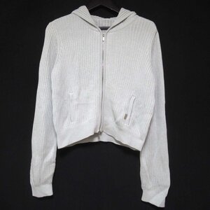 美品 FOXEY フォクシー Knit Parka Hoodie Fan ジップアップ フーディー ニット パーカー 38676 40サイズ グレー