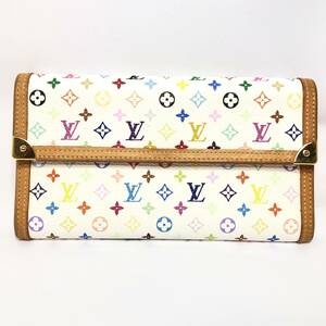 ＊LOUIS VUITTON M92659 モノグラム マルチカラー ポルトトレゾール インターナショナル 三つ折り 長財布 ホワイト系 ルイヴィトン 