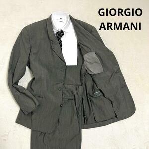 【王者の風格】496 GIORGIO ARMANI ジョルジオ アルマーニ セットアップスーツ グレー 52 白タグ