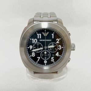 EMPORIO ARMANI エンポリオアルマーニ AR-6060 クロノグラフ スポーティブ ブラック ダイヤル レザーベルトあり クォーツ 腕時計 中古