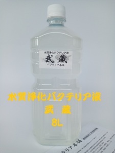 【バクテリア本舗 本店】武蔵 [8L]高濃度水質浄化バクテリア液(らんちゅう,めだか,グッピー,金魚,錦鯉,シュリンプ,熱帯魚,海水魚）