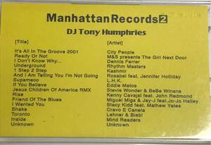 CD付 MIXTAPE MANHATTAN RECORDS DJ TONY HUMPHRIES JAPAN TOUR 2001 FRANKIE KNUCKLES フランキーナックルズ