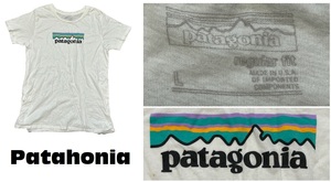 希少USA製パタゴニアPatagoniaロゴプリント半袖Tシャツ★ホワイト★M