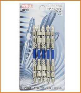 trad スリムトーションビット （+2×85mm） 5本セット TST-855 インパクトドライバー対応 6.35mm六角軸 マグネット付き