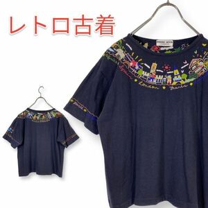 BANANA MOON バナナムーン 半袖Tシャツ 刺繍 黒 ブラック ビンテージ シングルステッチ 匿名配送