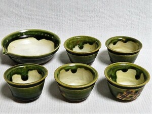 煎茶器　煎茶碗5客　湯冷まし　かせん銘 茶器　煎茶道具