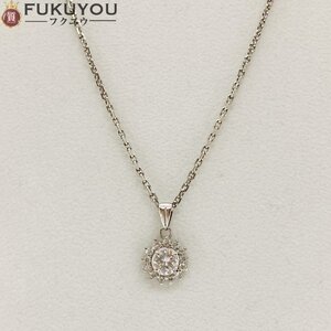 Pt850/900 プラチナネックレス ダイヤモンドトップ メレダイヤ 0.61ct/0.45ct 6.6g 42cm