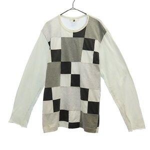 ガンリュウ コム デ ギャルソン AD2014 ブロック柄 長袖 Tシャツ M グレー系 GANRYU COMME des GARCONS メンズ