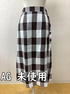 AG by アクアガール (aquagirl) タグ付き未使用 オフホワイトと茶のチェックスカート ウエストゴム サイズM