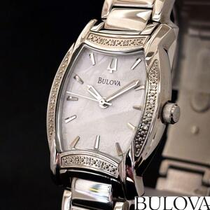 【BULOVA】ブローバ/レディース腕時計/お洒落/シルバー色/女性用/ダイヤモンド/プレゼントに/激レア/希少/高貴/気品/上品/綺麗/ウオッチ