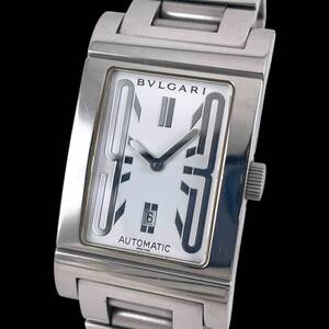 25A021　ブルガリ　BVLGARI　RT45S　レッタンゴロ　Rettangolo　メンズ腕時計　現状品　自動巻き　デイト　白文字盤　スクエア　１円～