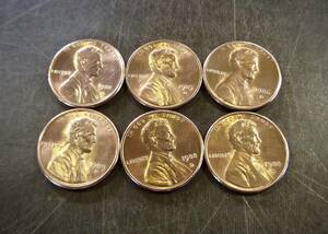 1セントコイン 1980～1989年の6枚セット D刻印 送料無料　（13050）リンカーン USA お金 貨幣 硬貨 ペニー アメリカ　　