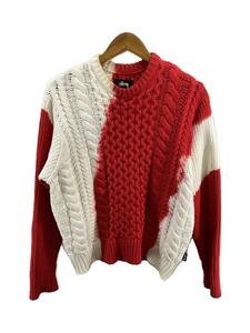 STUSSY◆Tie Dye Fisherman Sweater/セーター(厚手)/M/コットン/RED/117188