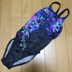 マイティライン ハイカット 85OE-877 花柄 Mサイズ 強光沢 ブラック 黒 ミズノ 競泳水着 MIZUNO MIGHTYLINE SwimSuits 送料無料 匿名配送