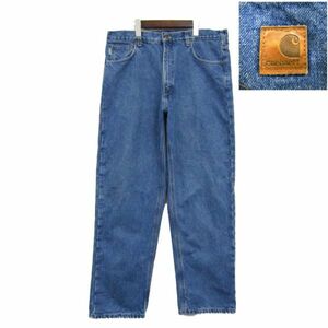 サイズ W36 L32 メキシコ製 カーハート Carhartt ストレート デニム パンツ ジーンズ 裏地あり 古着 2JA3199