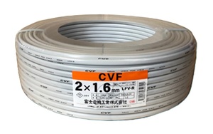 600V架橋ポリエチレン絶縁ビニルシースケーブル平形 1.6mm 2心 100m巻 CVF2C×1.6mm