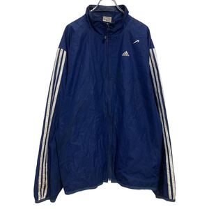 adidas ジップアップ ナイロンジャケット XL ネイビー アディダス ビッグサイズ スポーツウェア 古着卸 アメリカ仕入 a701-5212