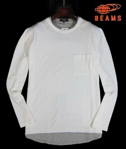 F水06145新品▼ ビームス BEAMS フェイクレイヤー ロングスリーブTシャツ 長袖Tシャツ 【 XL 】 長袖カットソー 重ね着 ロンT ホワイト系